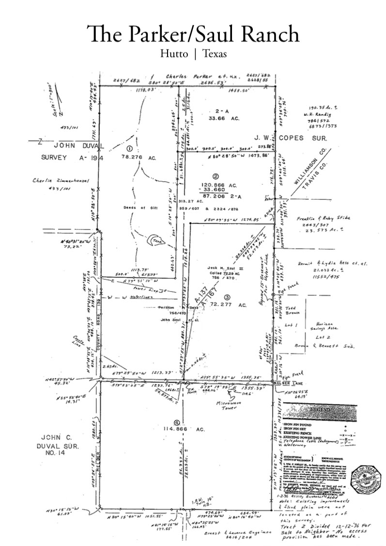 land survey for Parker/Saul Ranch, Hutto TX